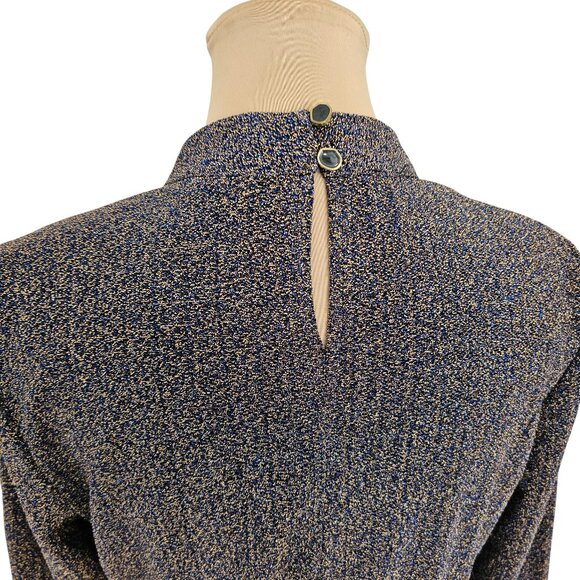 Coster Copenhagen Blue Gold Shiny Long Sleeve Dress Sz 34 XS - Picture 9 of 12